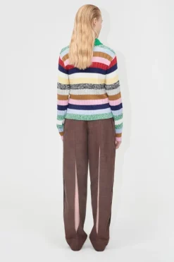 New Stine Goya 2386 Cotton Mix / Crochet Cotton, Mix Stripe Polo Collar Sweatersg-pf25-k033-2386 Stripes Mix