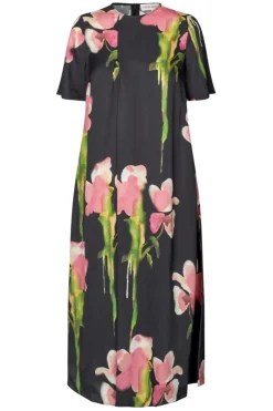 Clearance Stine Goya 2263 Dry Viscose, Flowy Short Sleeve Midi Dresssg-aw25-d164-2263 Melting Flowers