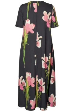 Clearance Stine Goya 2263 Dry Viscose, Flowy Short Sleeve Midi Dresssg-aw25-d164-2263 Melting Flowers