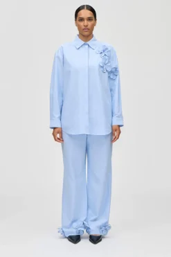 Hot Stine Goya 2464 Floral Shirting, Floral Elasticated Long Pantssg-ps26-p109-2464 Brunnera Blue