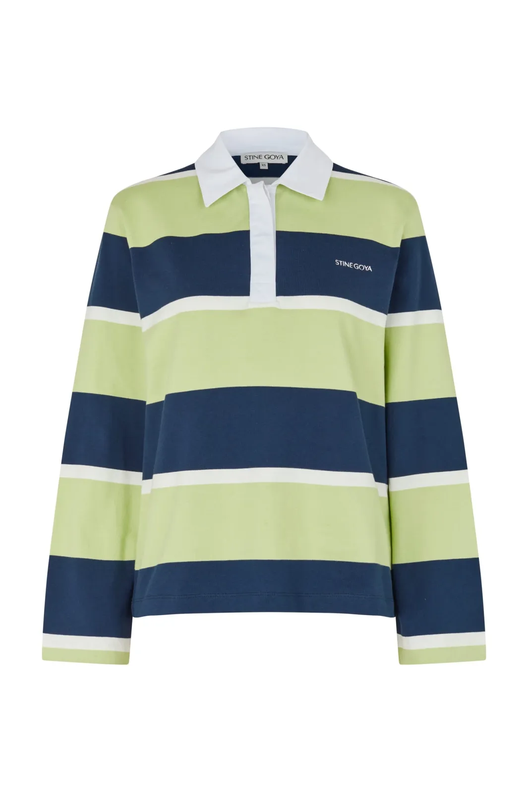 Clearance Stine Goya 2457 Heavy Dry Jersey / Cotton, Polo Long Sleeve Topsg-ps26-t120-2457 Yellow And Navy Blue Stripes