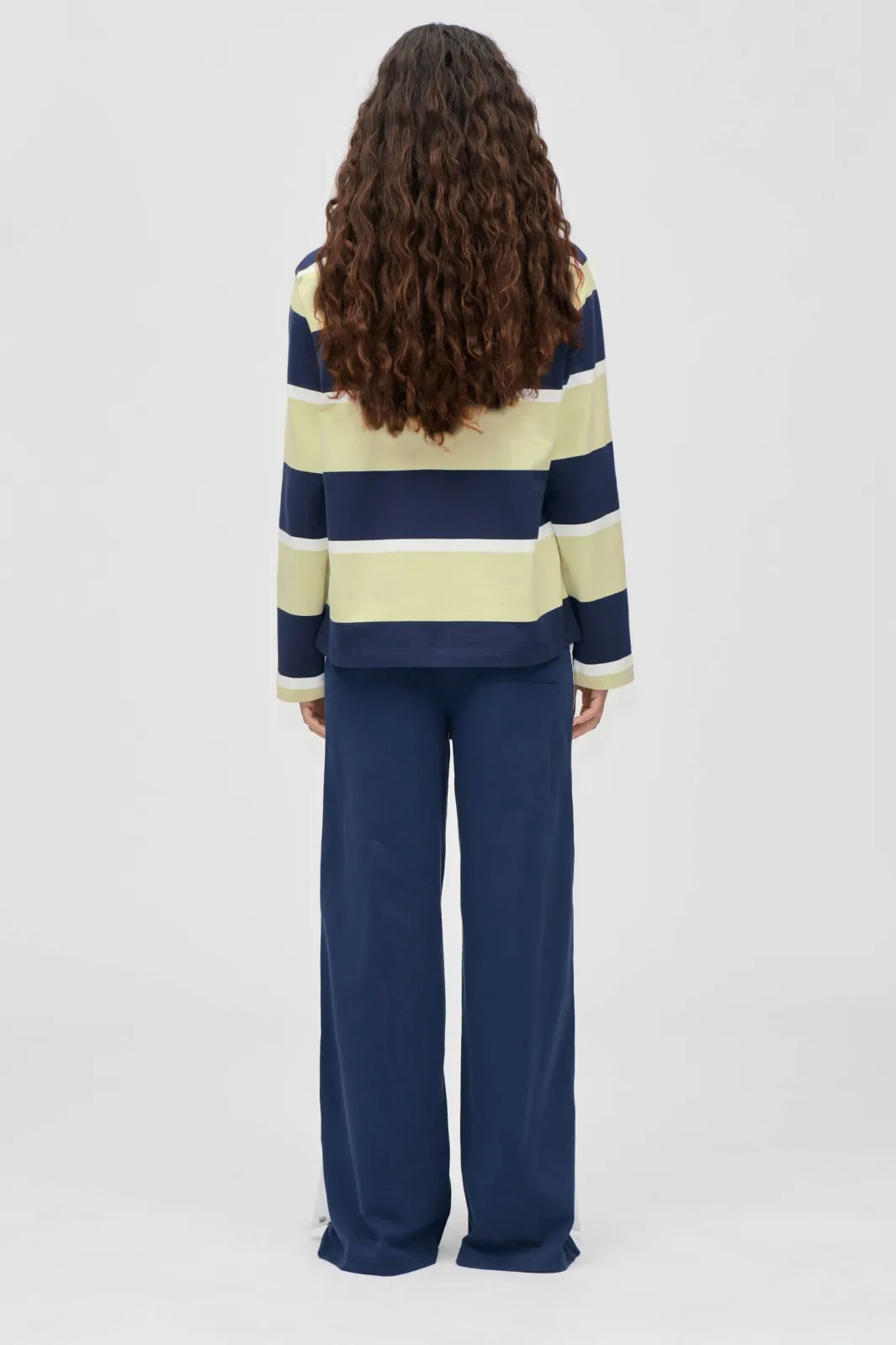 Clearance Stine Goya 2457 Heavy Dry Jersey / Cotton, Polo Long Sleeve Topsg-ps26-t120-2457 Yellow And Navy Blue Stripes