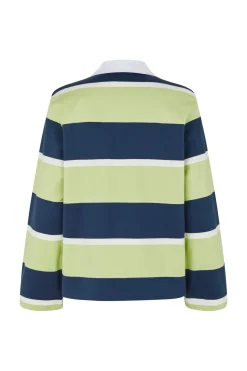 Clearance Stine Goya 2457 Heavy Dry Jersey / Cotton, Polo Long Sleeve Topsg-ps26-t120-2457 Yellow And Navy Blue Stripes