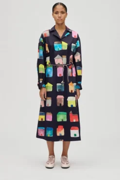 Sale Stine Goya 2340 Midweight Cotton, Long Sleeve Workwear Midi Dresssg-aw25-d172-2340 Refugios