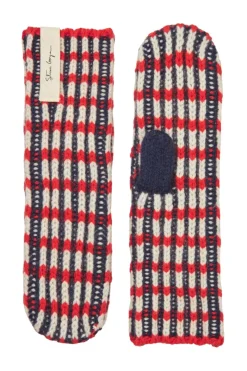 Sale Stine Goya 2425 Plaited Chunky Rib, Chunky Rib Mittenssg-aw25-a043-2425 Navy / Red / Cream