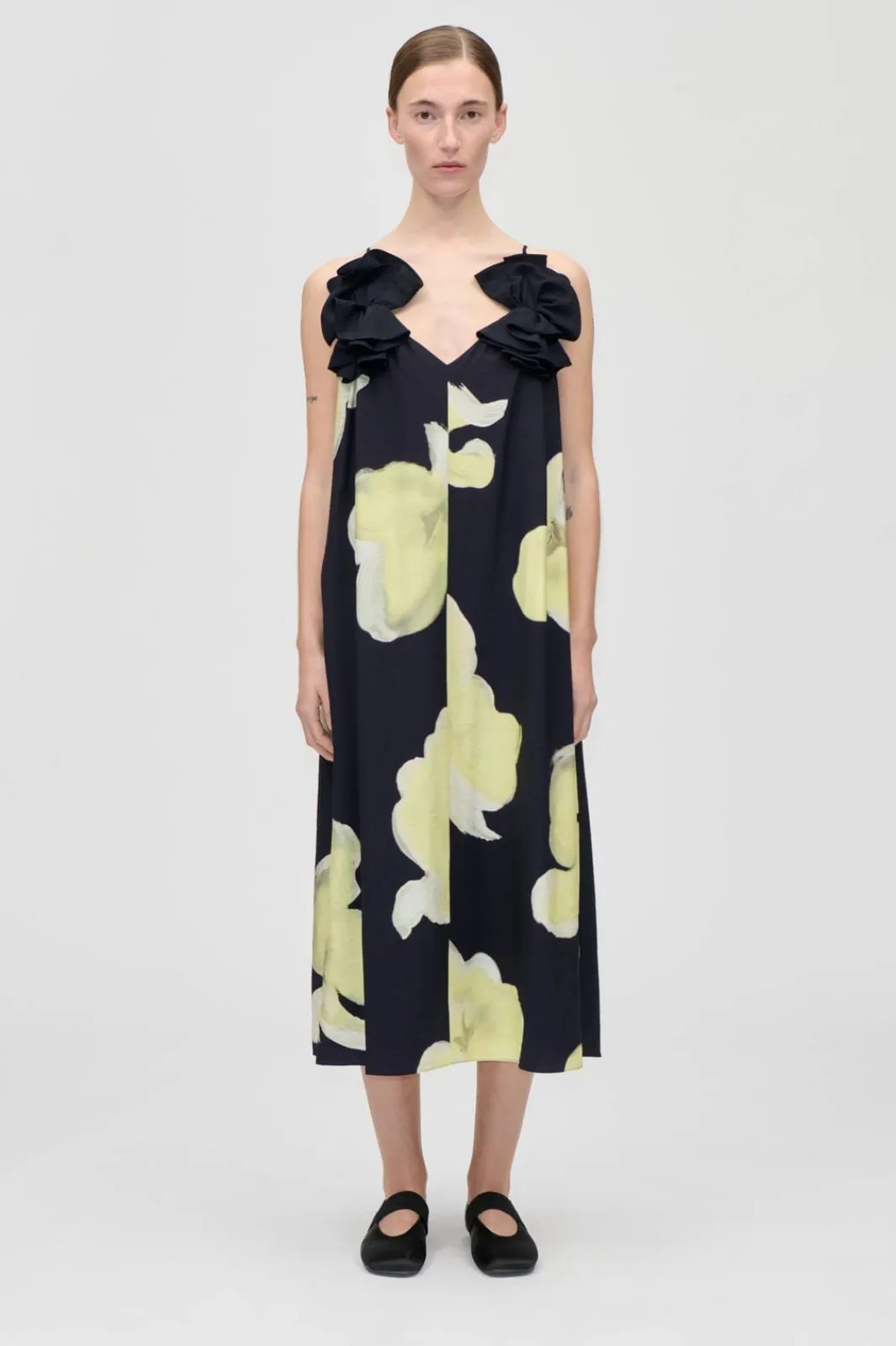Discount Stine Goya 2450 Printed Viscose, Floral Long Dresssg-ps26-d207-2450 Yellow Petunias