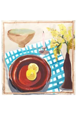 Clearance Stine Goya 2287 Silk Scarves, Small Scarf sg-ss25-a010-2287 Lemons On A Plate