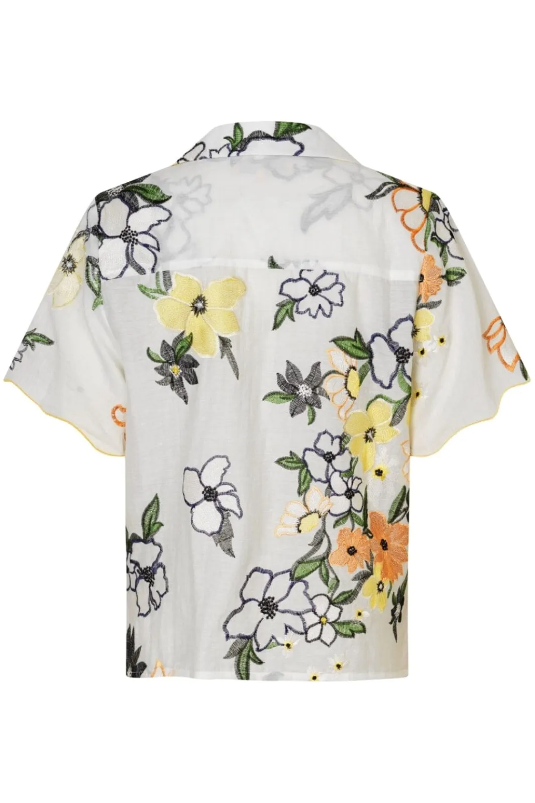 Best Stine Goya 2133 Tencel, Scalloped Short Sleeve Shirtsg-pf25-s027-2133 Wild Flowers Embroidery