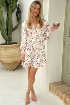 Outlet BYIC Adelic Dress A23783 Pink Hydrangea Print