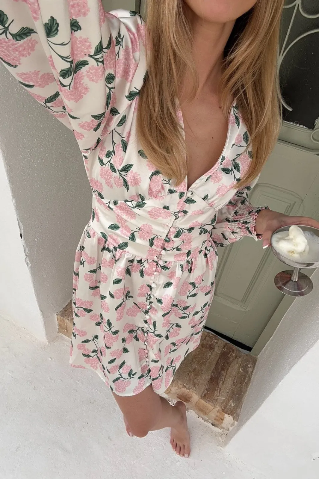 Outlet BYIC Adelic Dress A23783 Pink Hydrangea Print