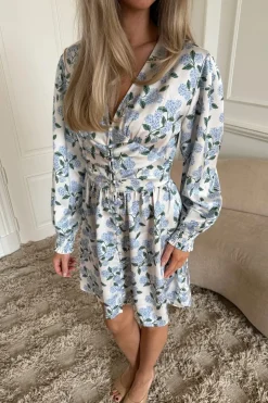 Discount BYIC Adelic Dress A23783 Blue Hydrangea Print