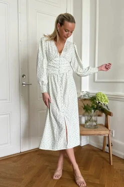 Online BYIC Adelic Long Dress gfsp Green Flower Stem Print