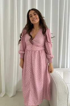 Outlet BYIC Adelic Long Dress pfsp Pink Flower Stem Print