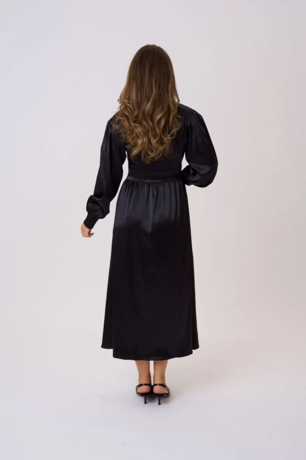 Online BYIC Adelic Long Dress A2327 Black Satin