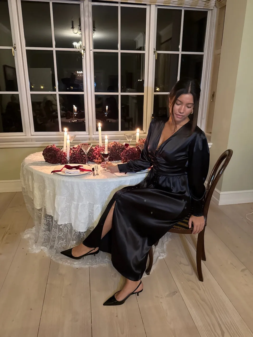 Online BYIC Adelic Long Dress A2327 Black Satin