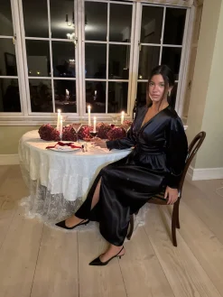 Online BYIC Adelic Long Dress A2327 Black Satin