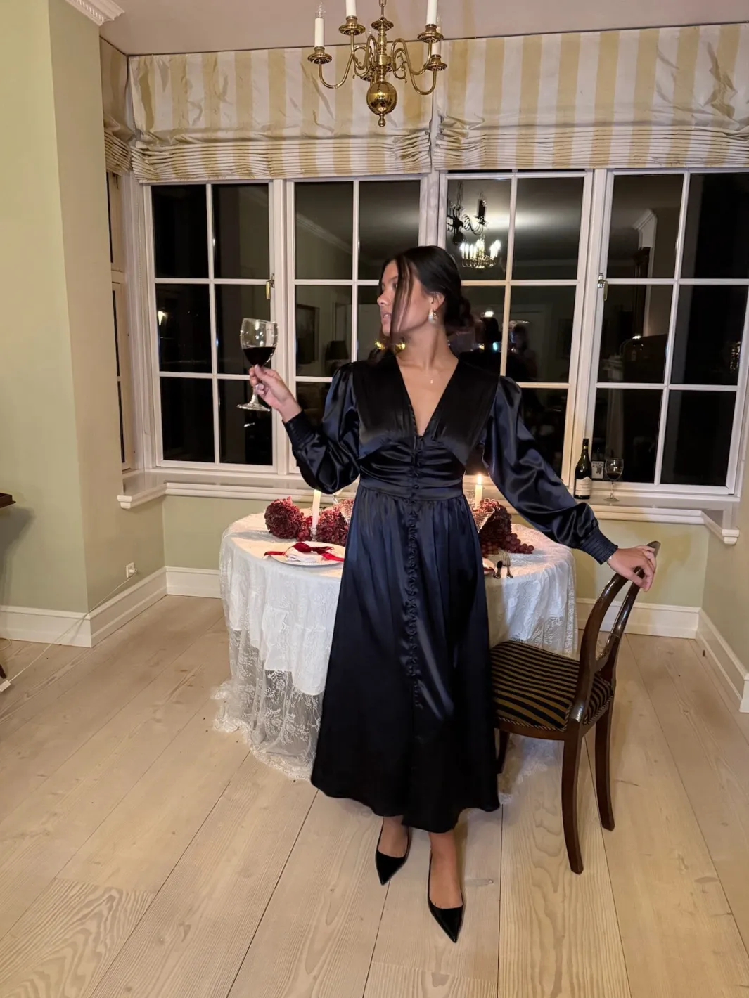 Online BYIC Adelic Long Dress A2327 Black Satin