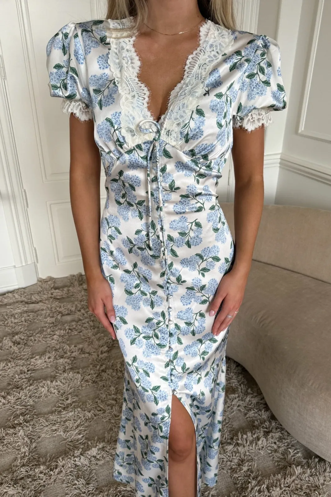 New BYIC Agneteic Long Dress A23810 Blue Hydrangea Print