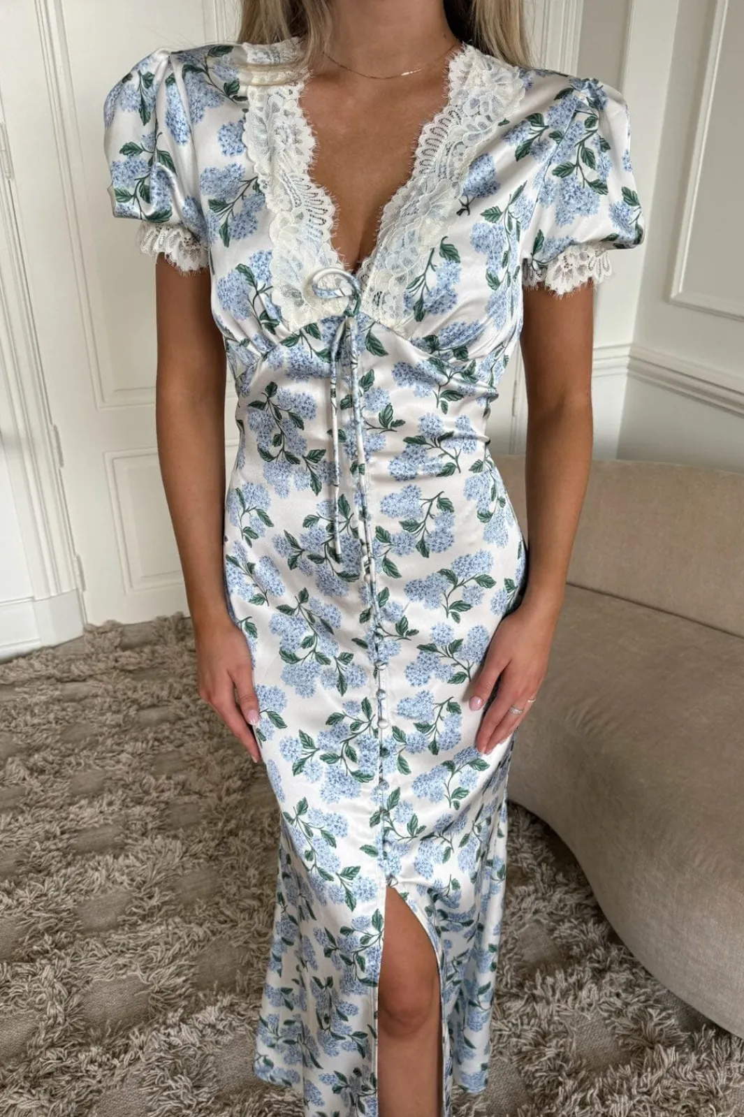 New BYIC Agneteic Long Dress A23810 Blue Hydrangea Print