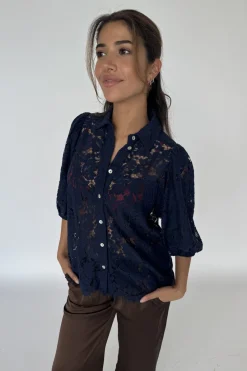 Clearance Continue Alicia Lace Blouse 14988 Navy Blue
