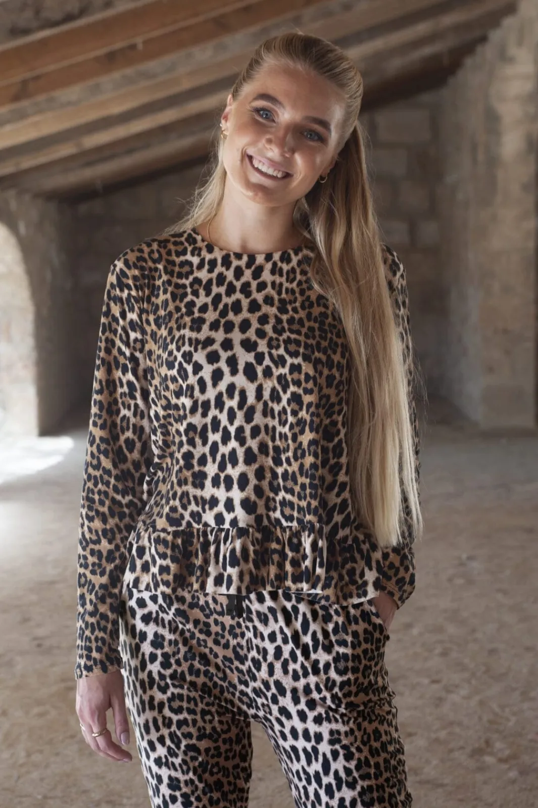 Outlet Liberte Alma Ls Frill T-Shirt Lux Leo