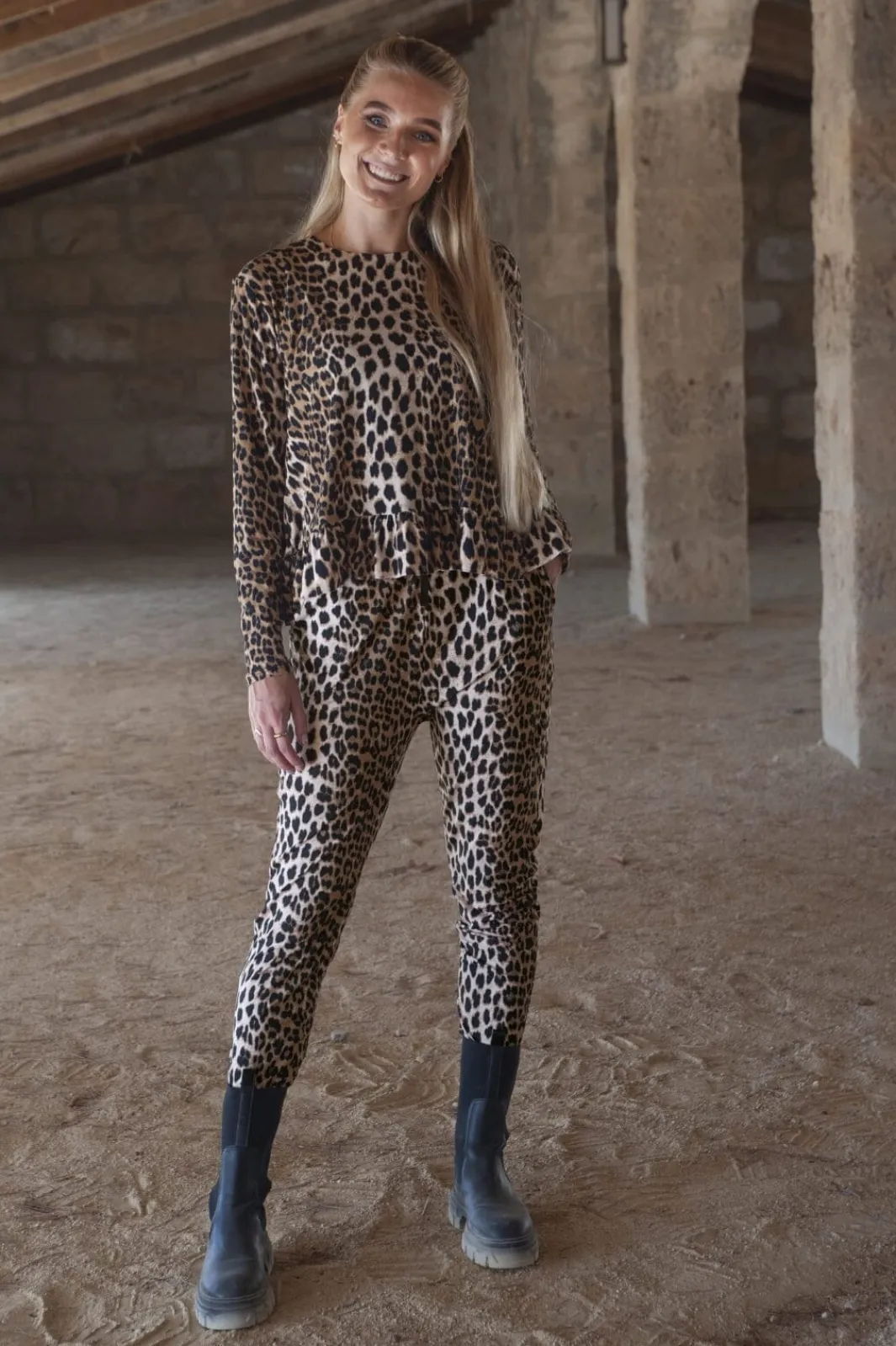 Outlet Liberte Alma Ls Frill T-Shirt Lux Leo
