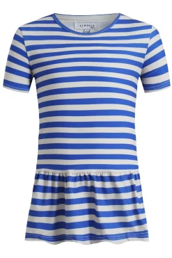 Best Liberte Ami Alma-Frill-T-Shirt (Kids) 9649 Stripe Ivory Cobolt