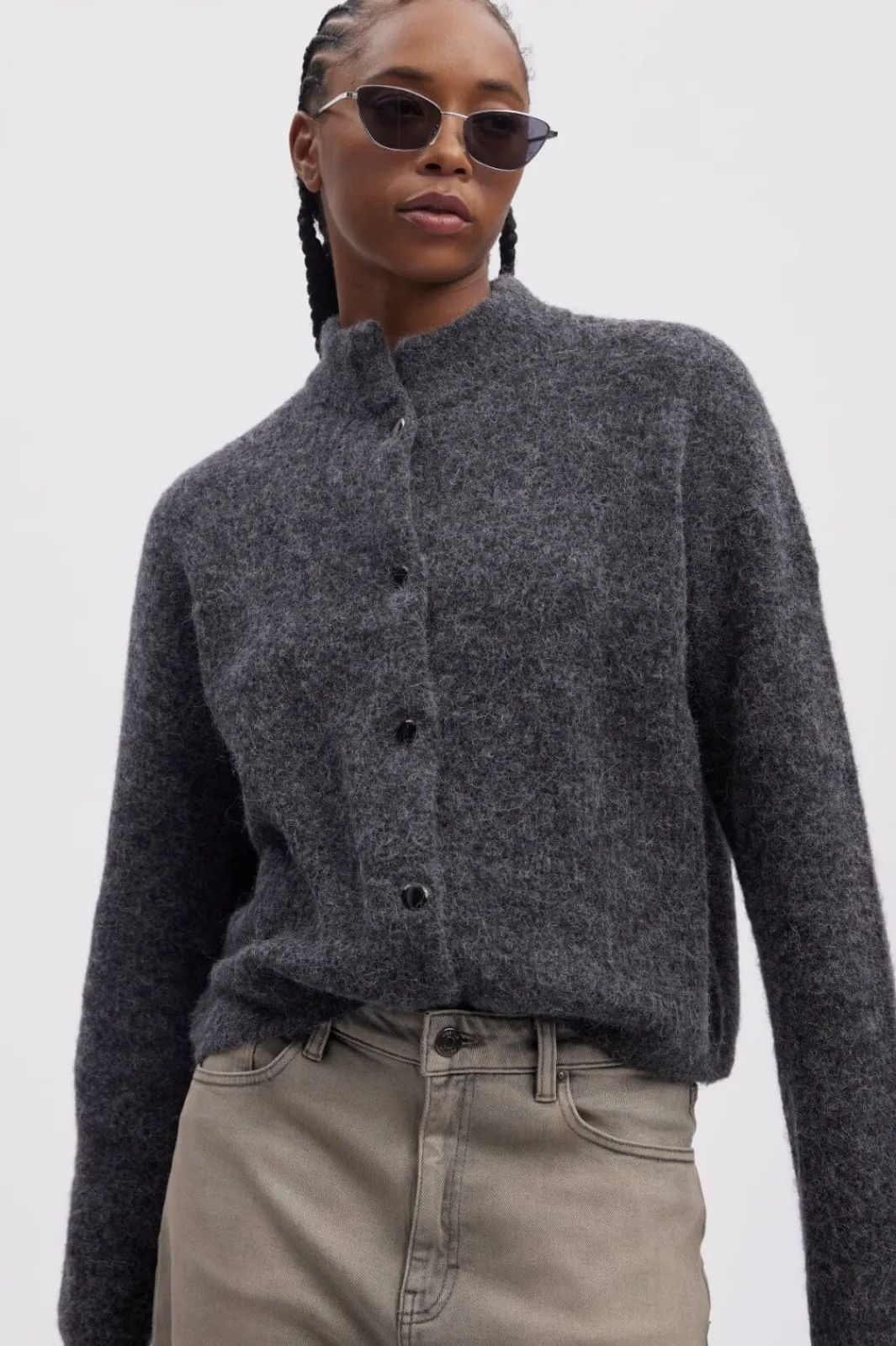 Discount Gestuz Alphagz Short Cardigan 106286 Charcoal Melange