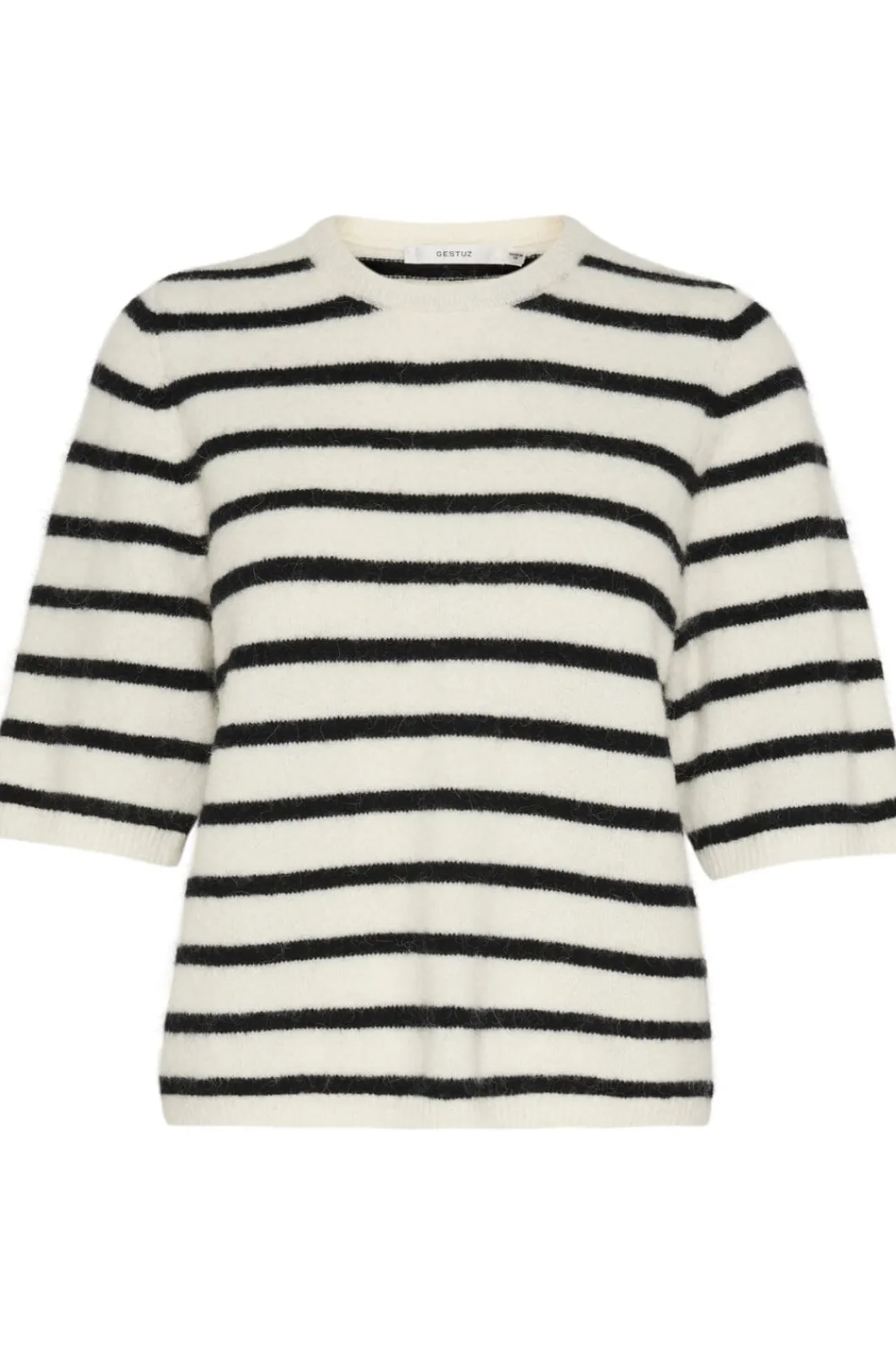 Discount Gestuz Alphagz Ss Tee Striped 106145 Ivory Black Striped