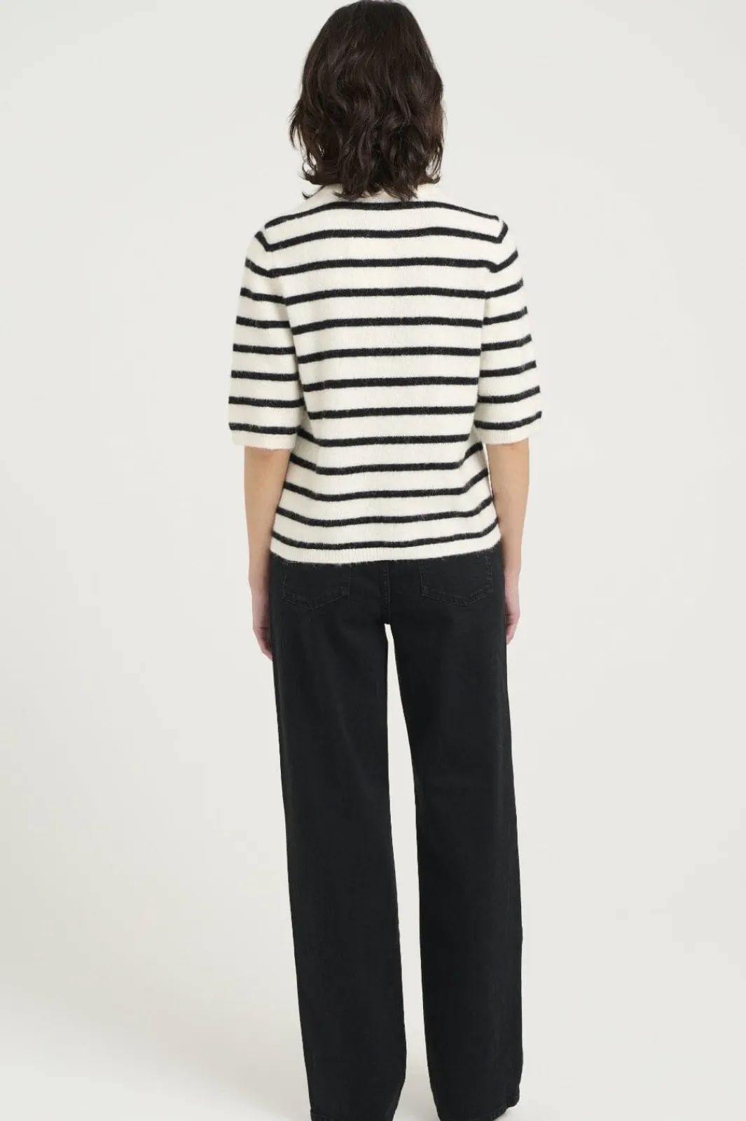 Discount Gestuz Alphagz Ss Tee Striped 106145 Ivory Black Striped