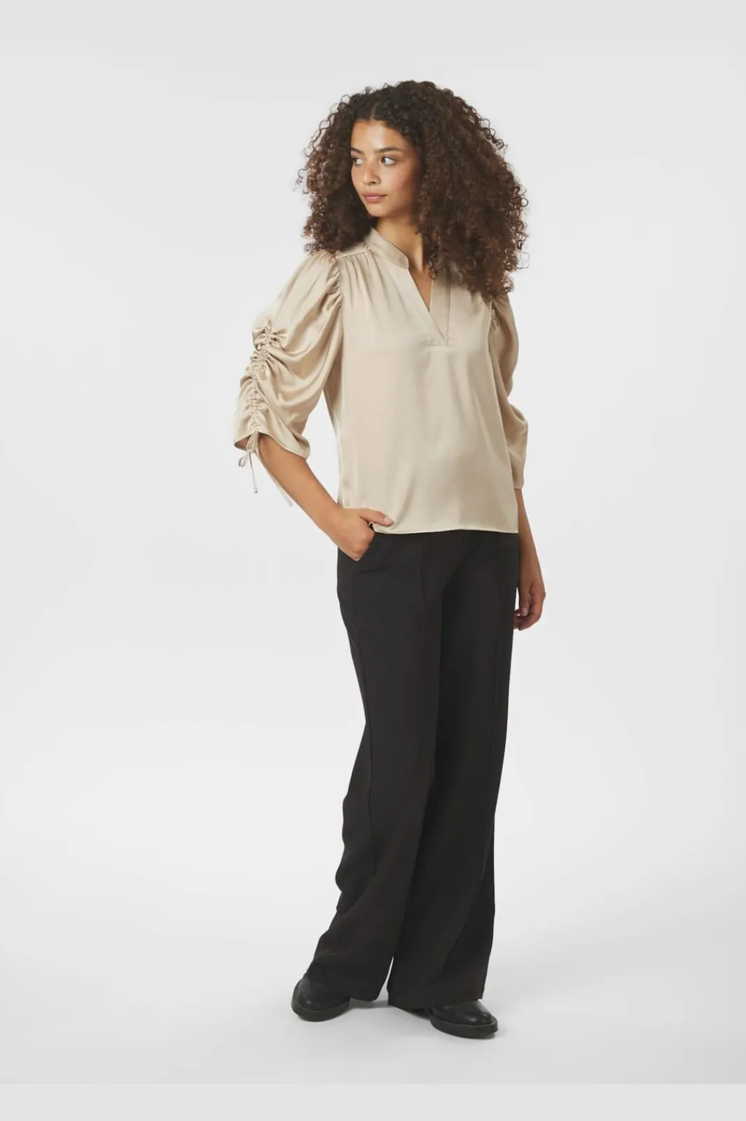 Sale Neo Noir Alvira Drapy Satin Blouse 166542 720