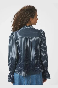 Discount Neo Noir Amara Stripe Emb Blouse 163363 141