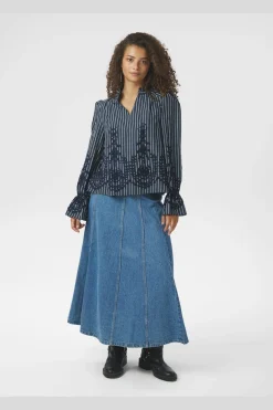 Discount Neo Noir Amara Stripe Emb Blouse 163363 141