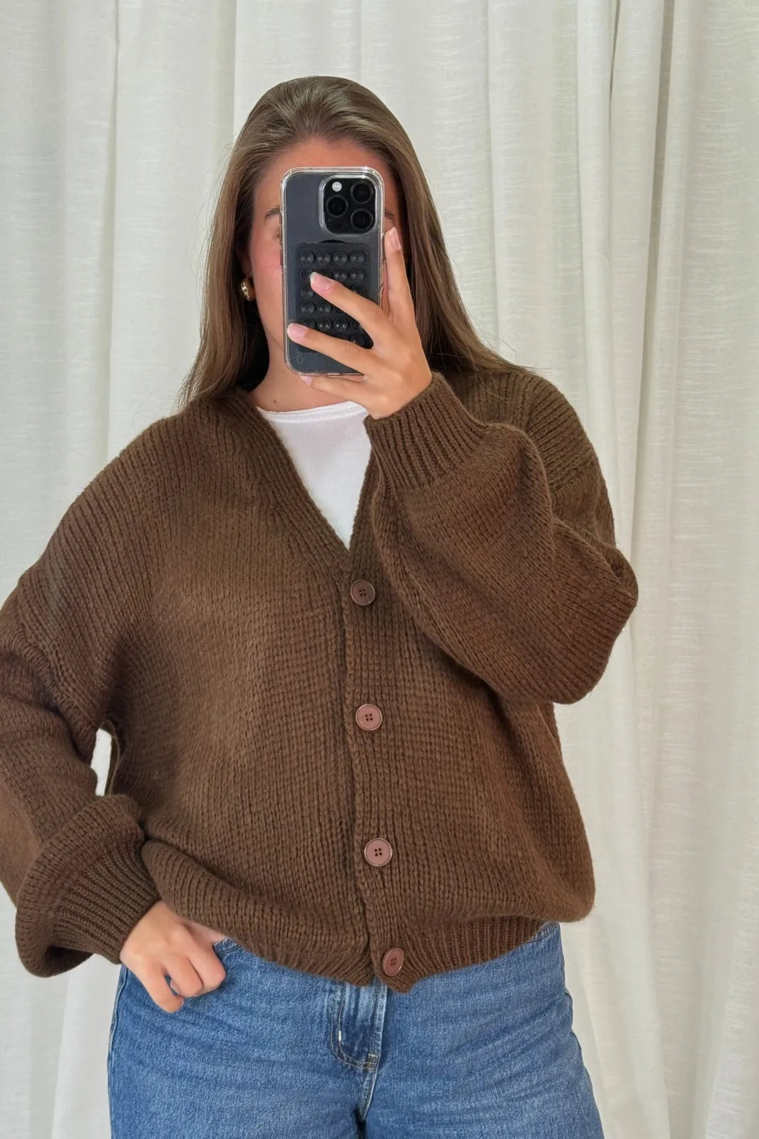 New A-bee Amelia Cardigan Dark Brown