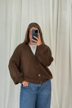 New A-bee Amelia Cardigan Dark Brown