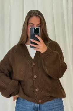 New A-bee Amelia Cardigan Dark Brown