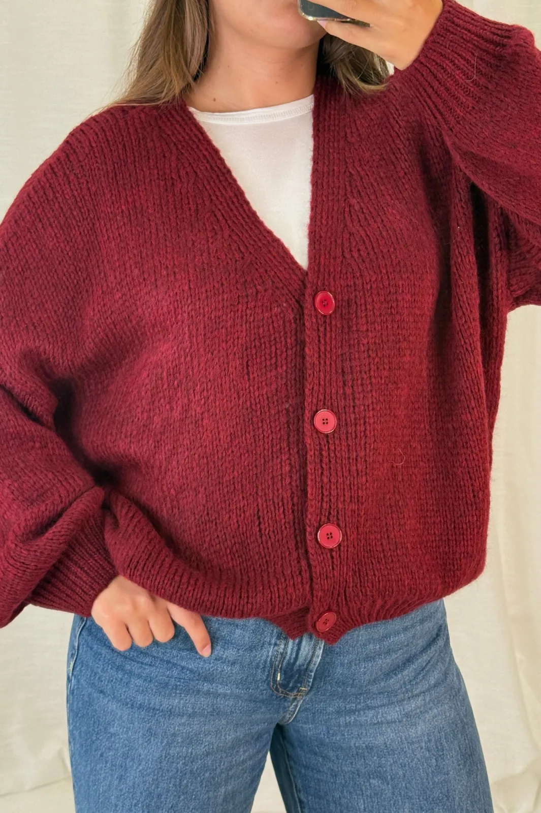 Sale A-bee Amelia Cardigan Burgundy