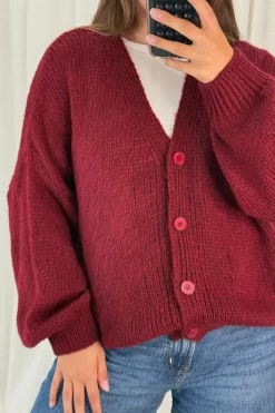 Sale A-bee Amelia Cardigan Burgundy