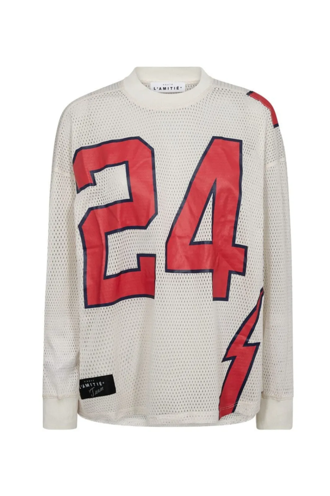 Sale Haute L'Amitié American Football Ls Tee HL10049 Pearl/ Red