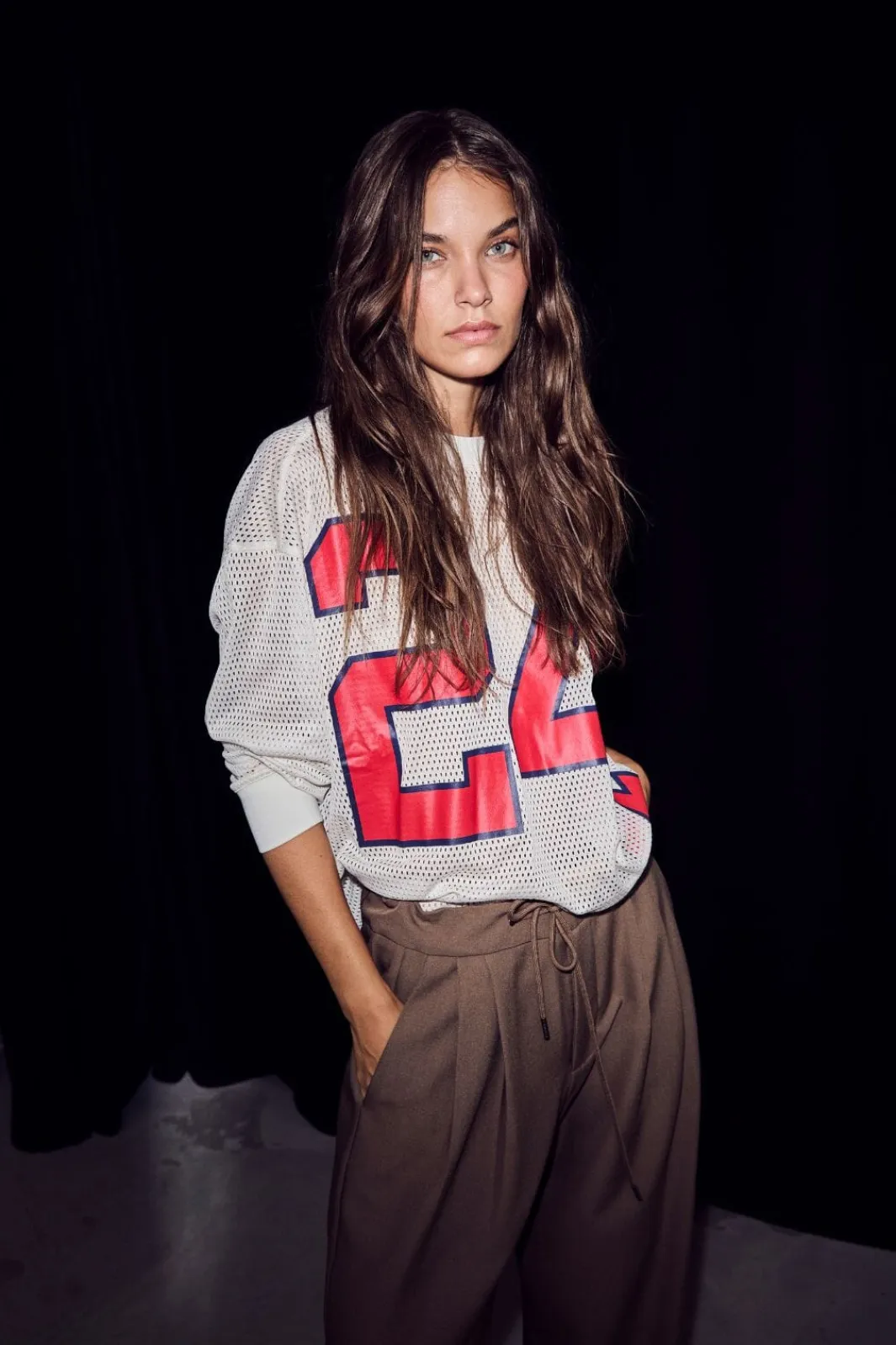 Sale Haute L'Amitié American Football Ls Tee HL10049 Pearl/ Red