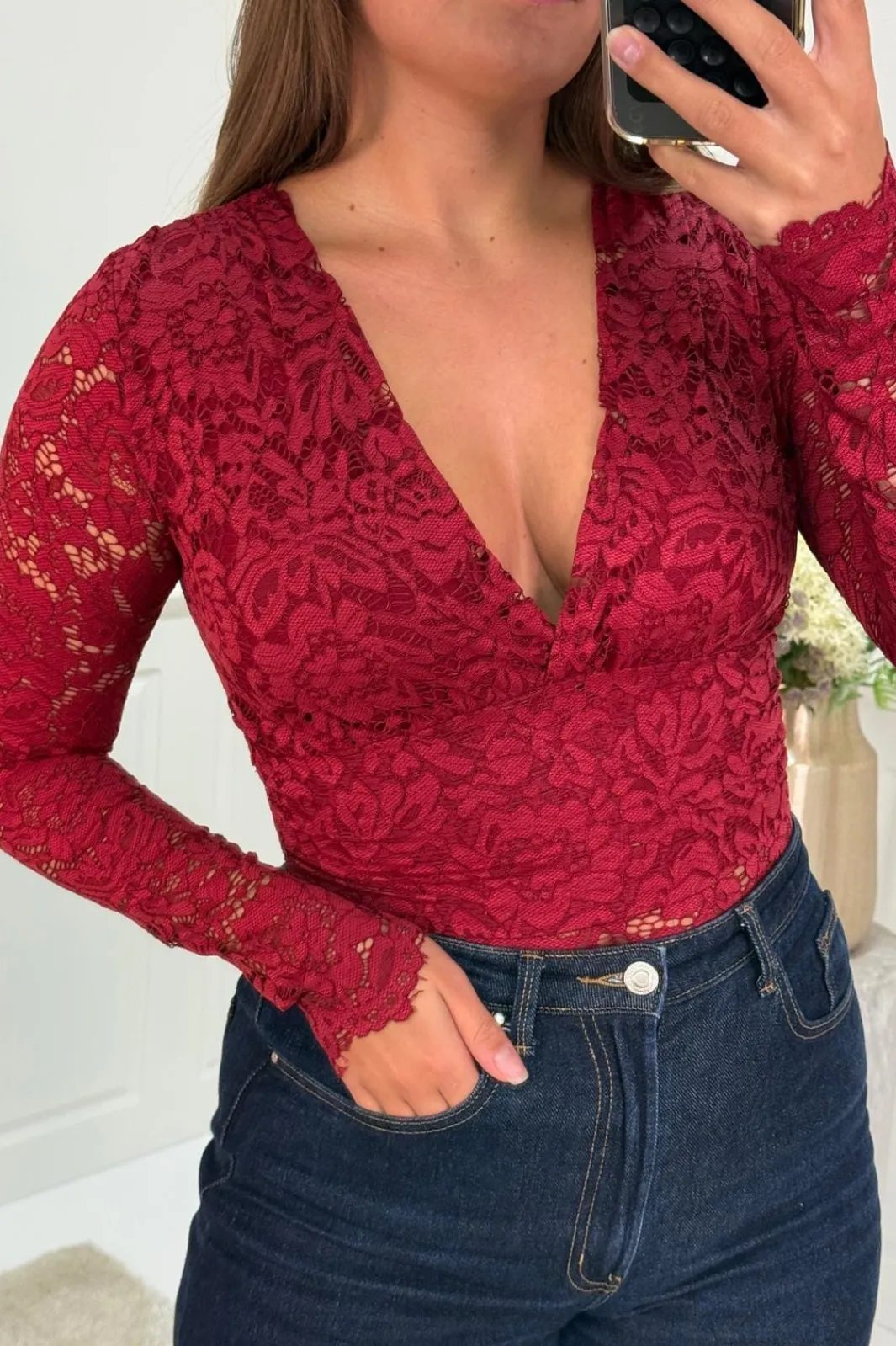 Sale A-bee Anabella Bodystocking Burgundy