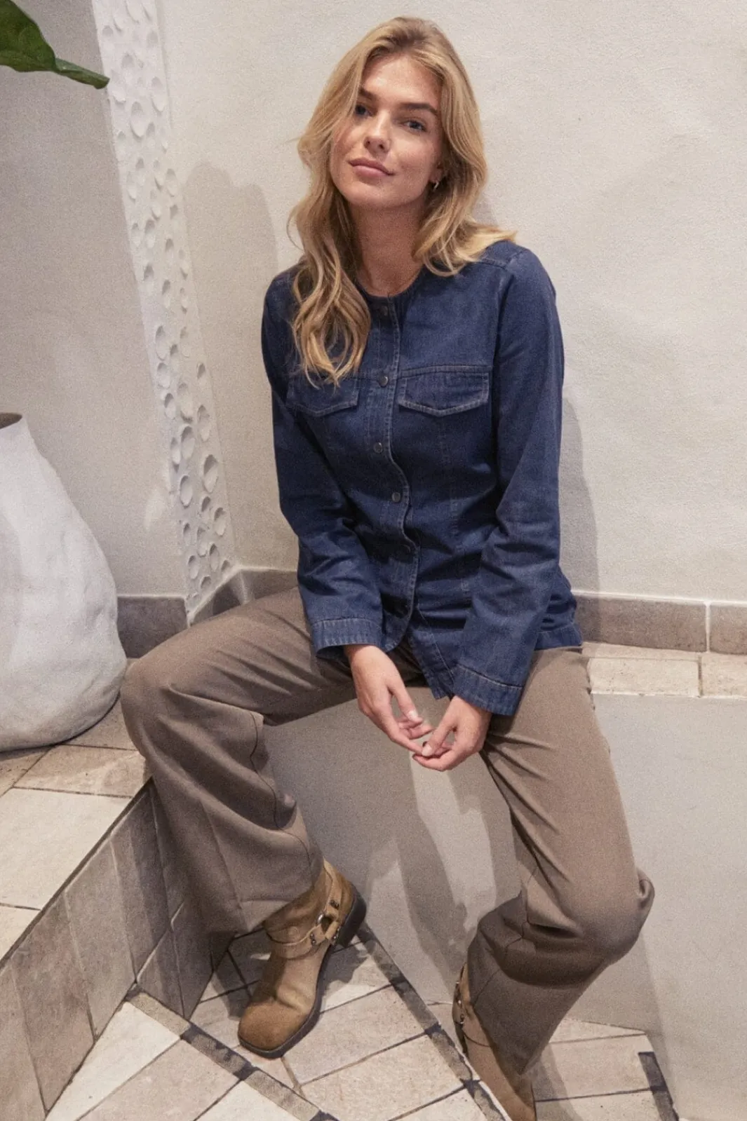 New Neo Noir Annie Denim Blouse Dark Blue