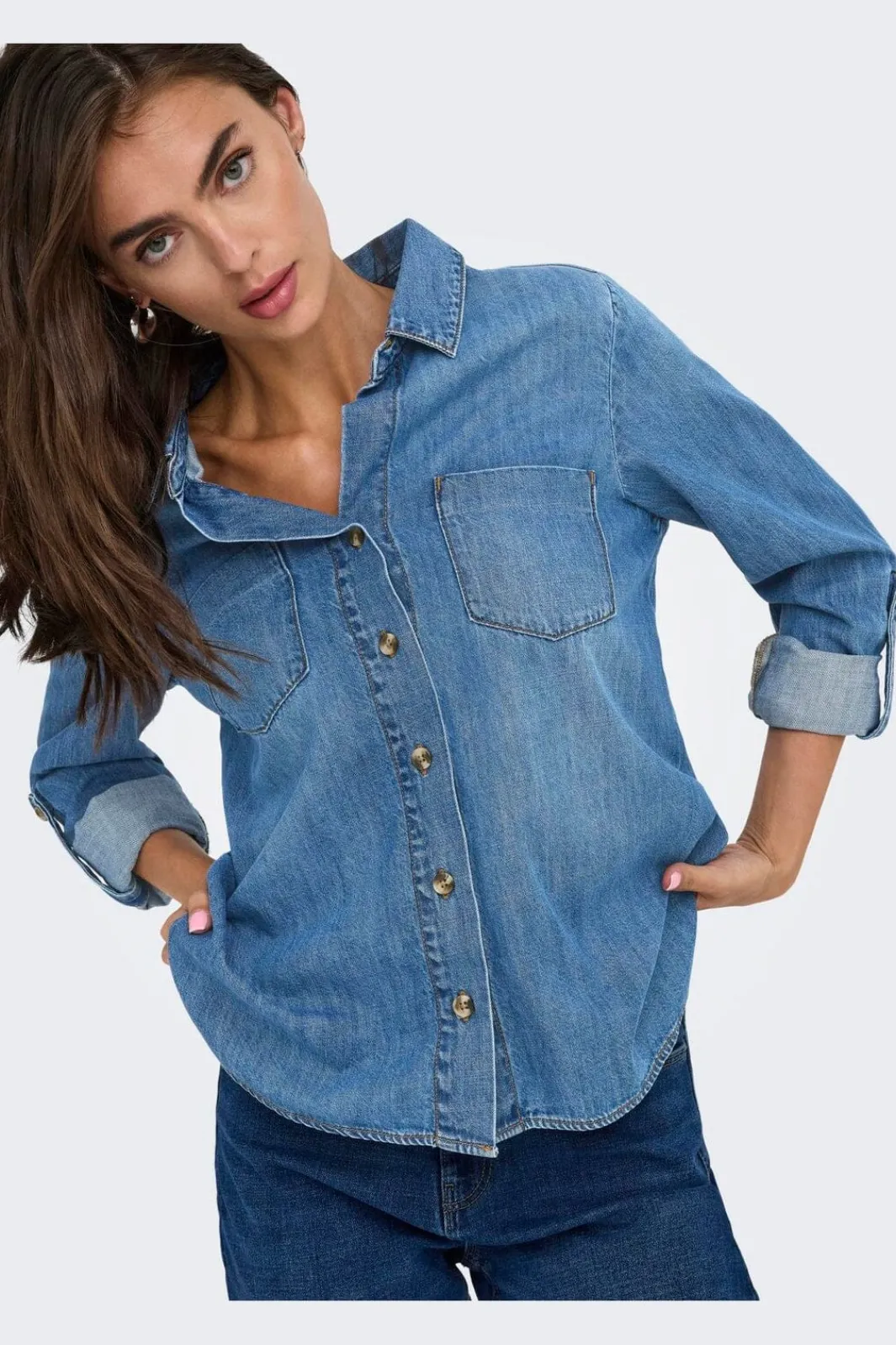 Clearance Only Asmin Shirt L/S Akm 4888010 Medium Blue Denim