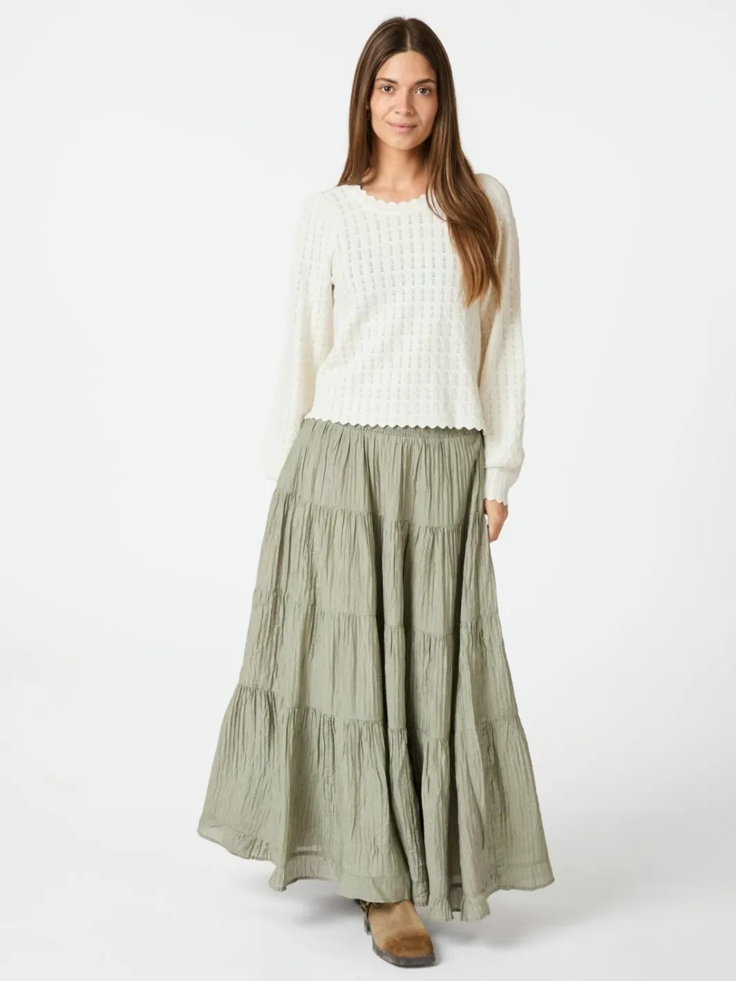 Hot Neo Noir Asta Crepe Skirt 164387 Smoke Green