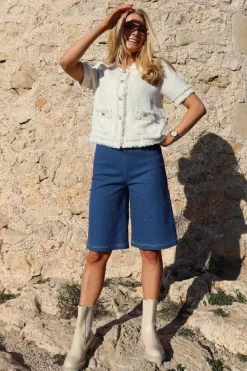 Hot Liberte Asta-Long-Shorts 22193 Blue Denim