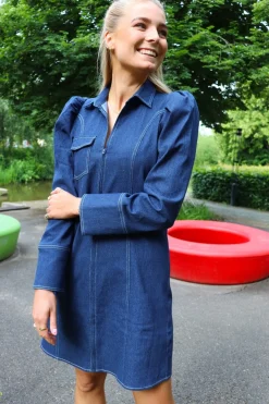 New Liberte Asta-V-Neck Dress Blue Denim