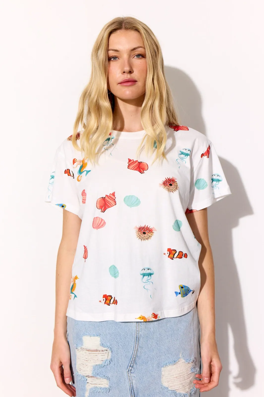 Clearance Hunkøn Azura T-Shirt 26012 White Ocean