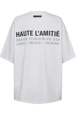 Discount Haute L'Amitié Back Logo Loose Tee HL10410 White/Black Print