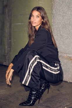 Best Haute L'Amitié Baggy Lurex Logo Track Pant HL10414 Black