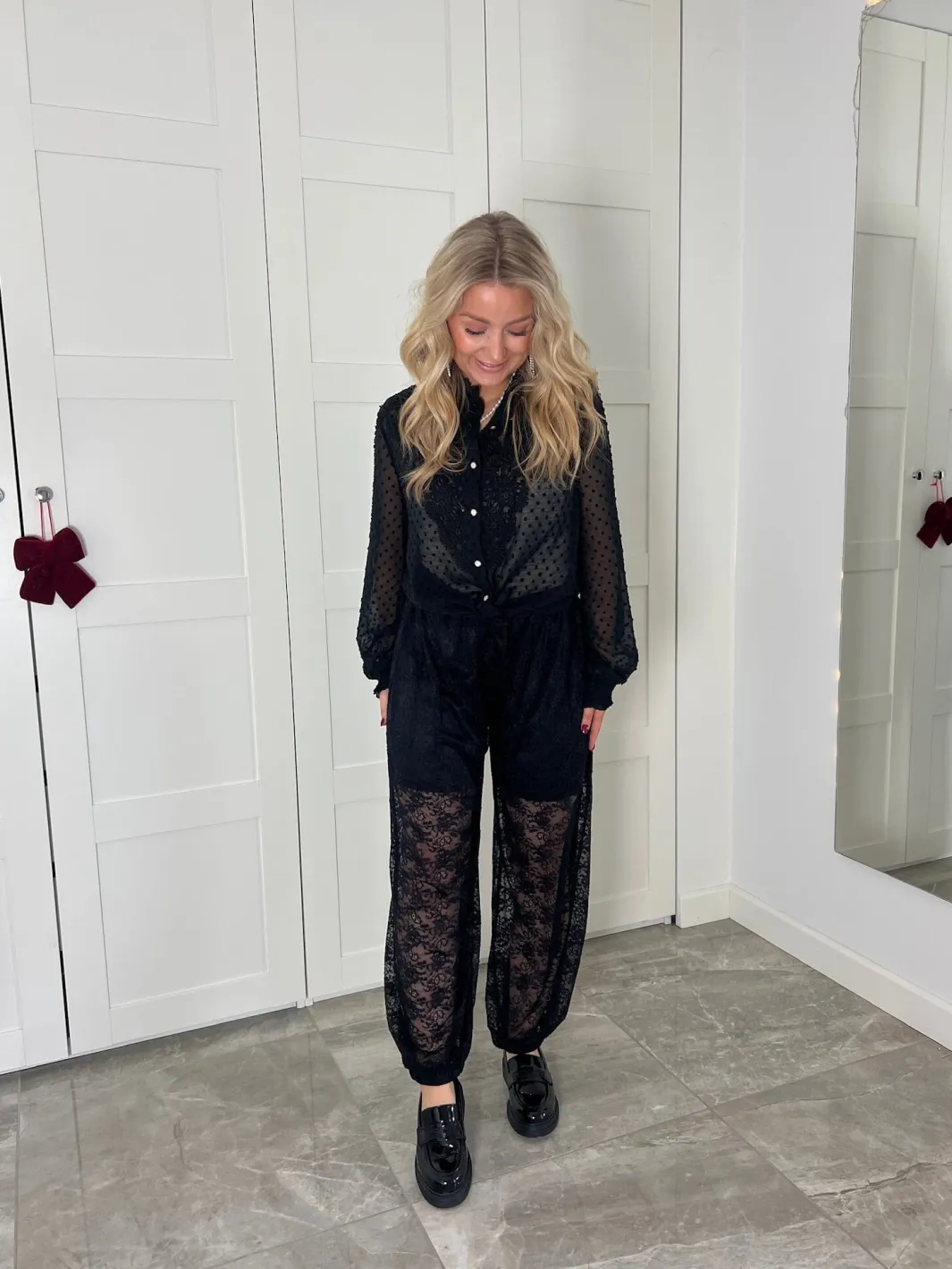 New Dear Molly Ballon Lace Pants 165142B Black
